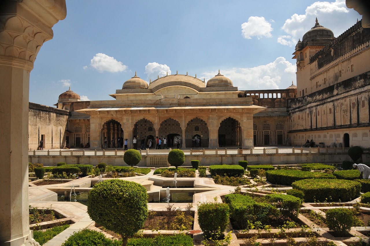 The courtyard gardens of Amer Fort, Jaipur